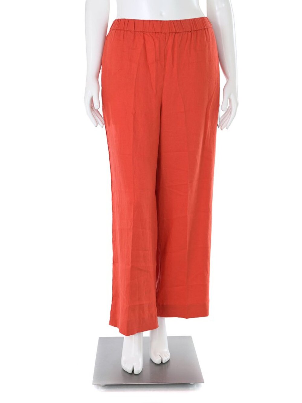NWT Eileen Fisher $168 Flame Red/Orange F/L Wide Leg Linen Pant Women's sz L